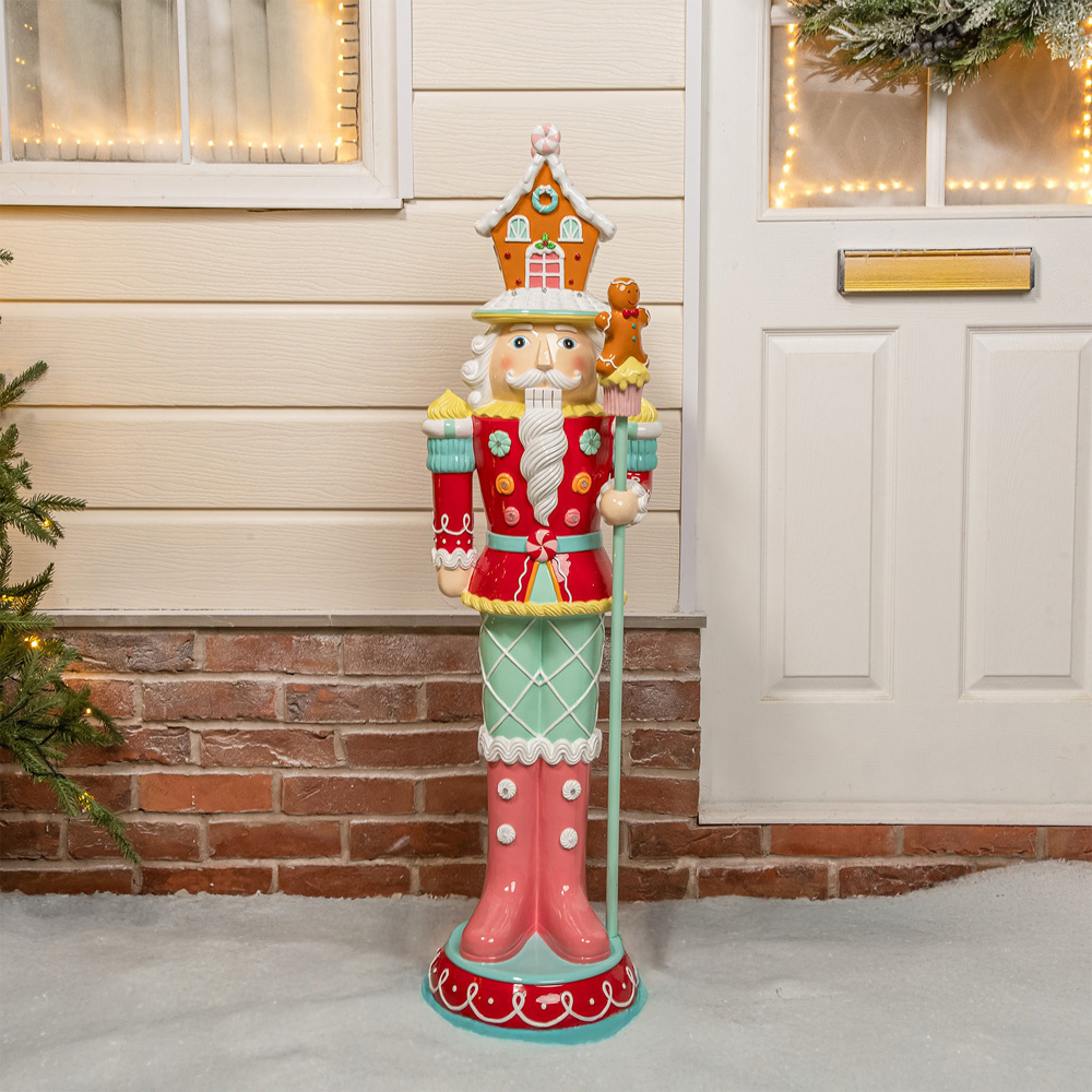 The Christmas Centre Red and Blue Gingerbread LED Lights Nutcracker 4ft Image 2