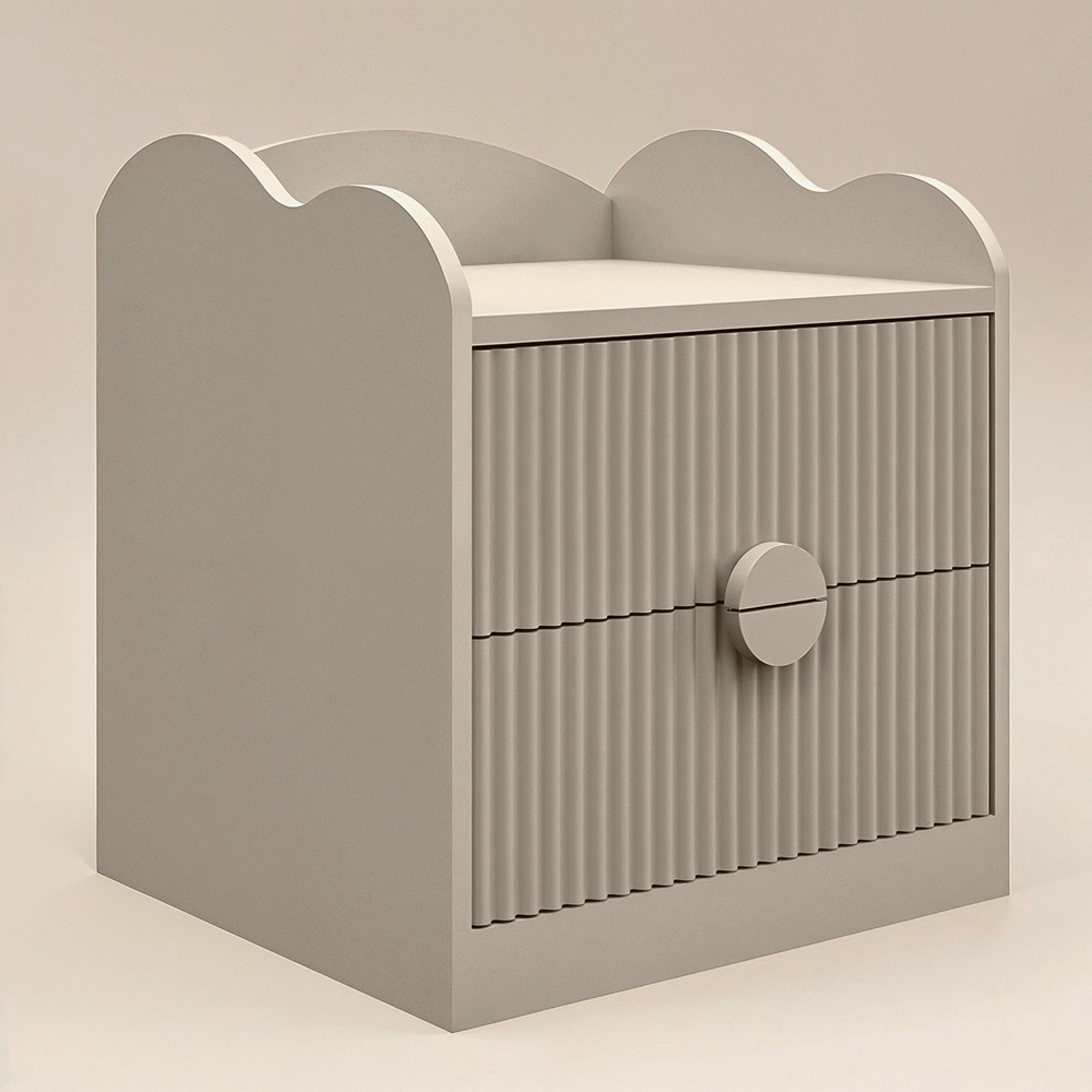 Flair Calista 2 Drawer Dark Beige Ribbed Nightstand Image 2