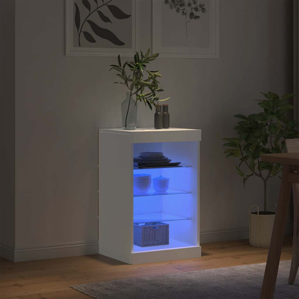 vidaXL 4 Shelf White LED Sideboard Image 9
