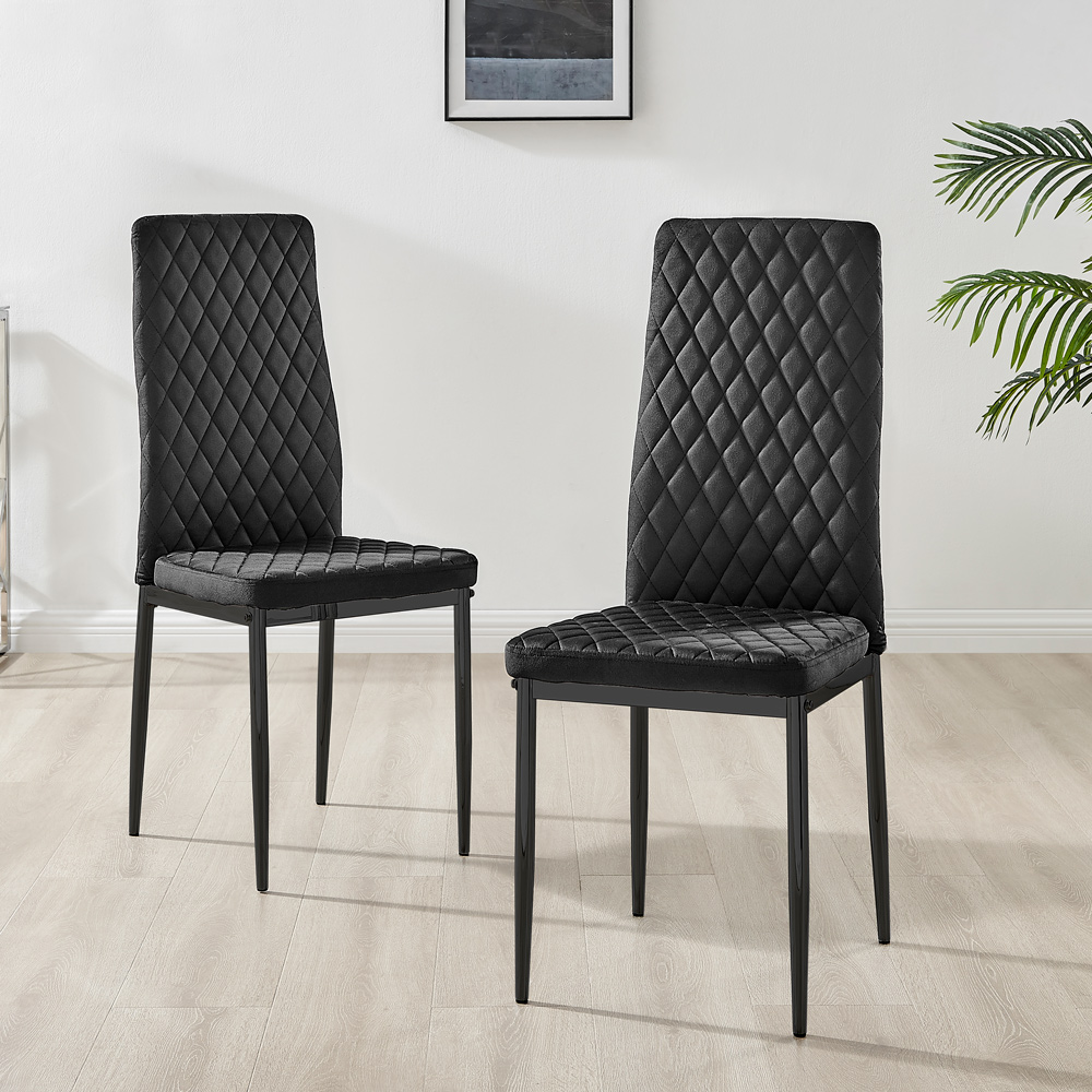 Furniturebox Lucia Valera 4 Seater Dining Set Grey Gloss and Black Image 3