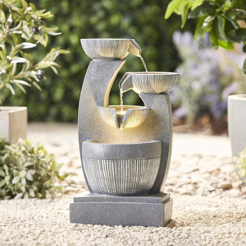 Serenity 4-Tier Cascading Deep Bowl Mains Powered Water Feature Image 4