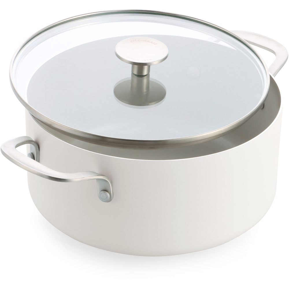 KitchenAid 24cm 4.91L Porcelain White Coloured Aluminium Casserole with Lid Image 2