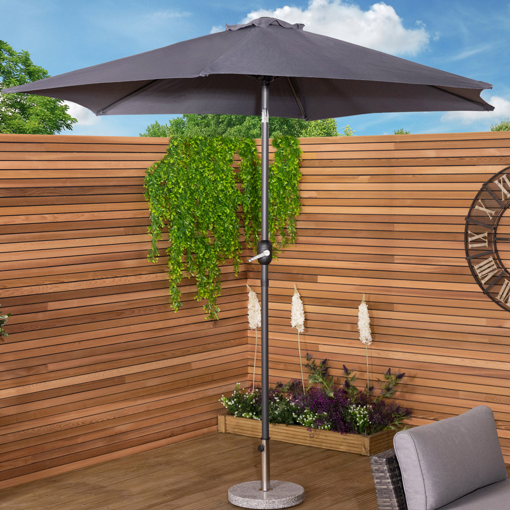 Charles Bentley Grey Metal Crank and Tilt Parasol 2.7m Image 6