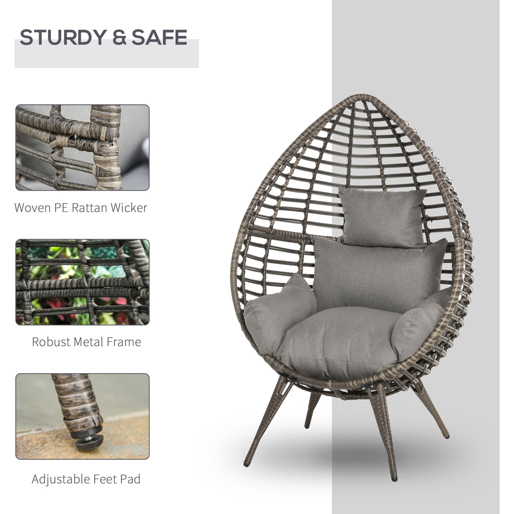 Outsunny Grey Rattan Egg Chair Image 4