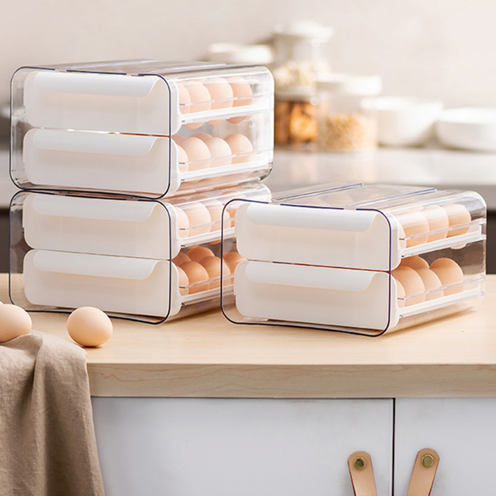Living and Home 2 Tier White Transparent Egg Storage Box Image 6