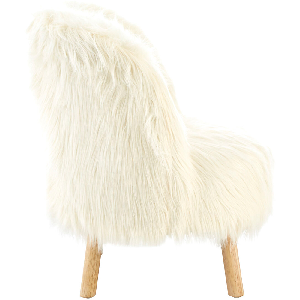 Premier Housewares White Faux Fur Kids Chair Image 3
