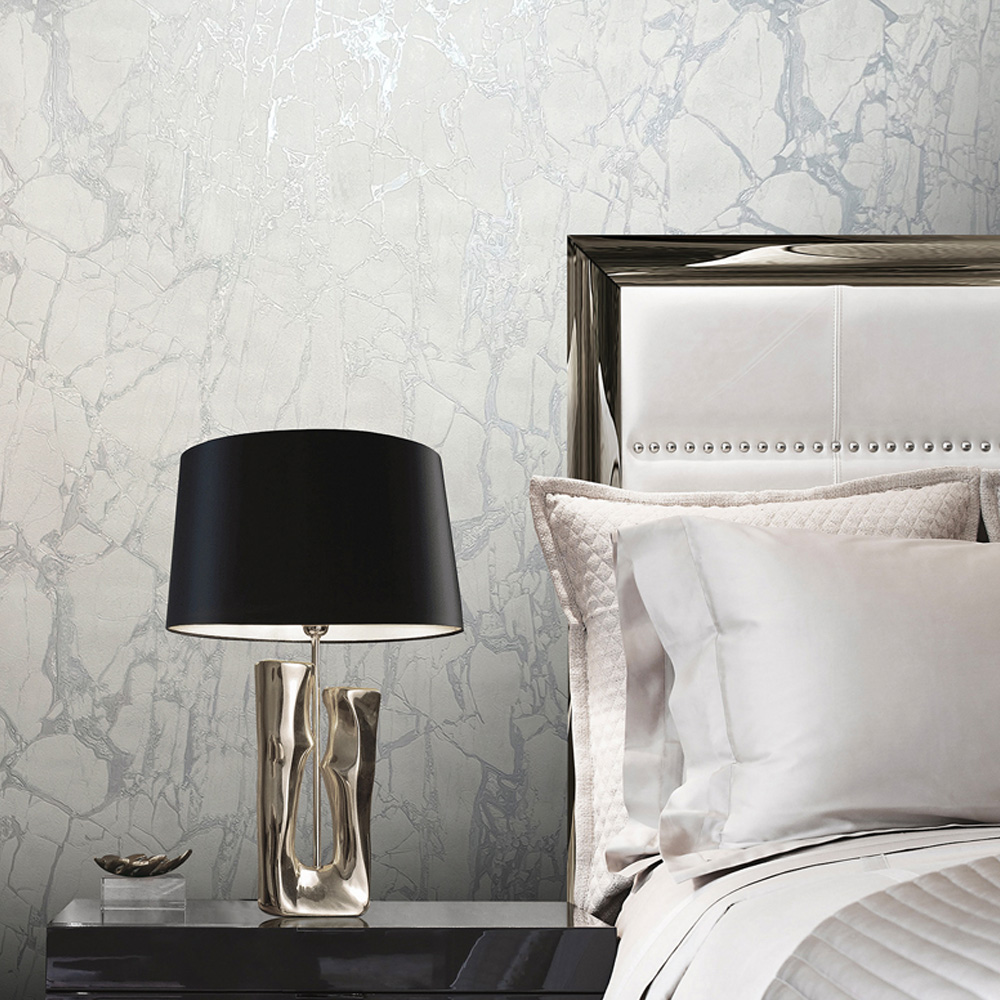 Rasch Enzo Marble White and Silver Wallpaper Image 3