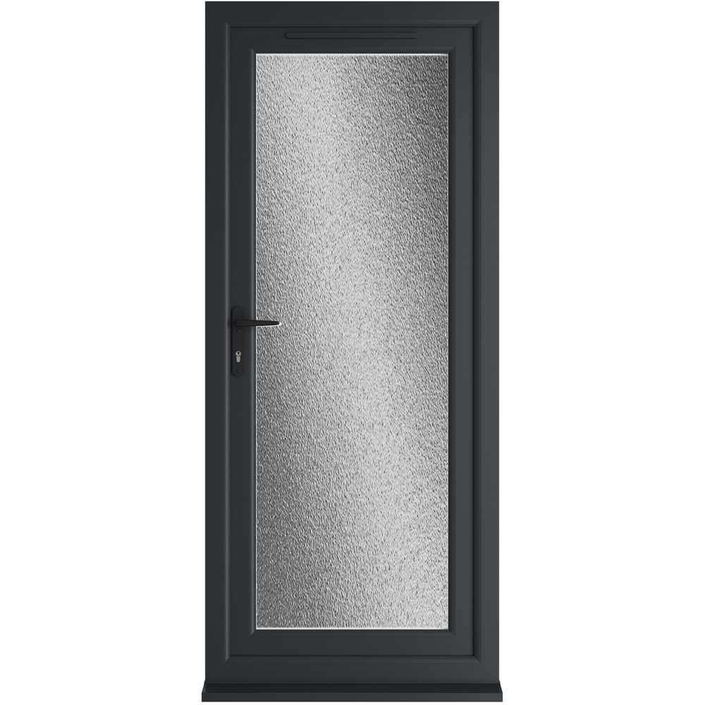 Crystal uPVC Double Glazed Grey White Door Full Glass Right hand Obscure Glass 890x2090mm Image 1