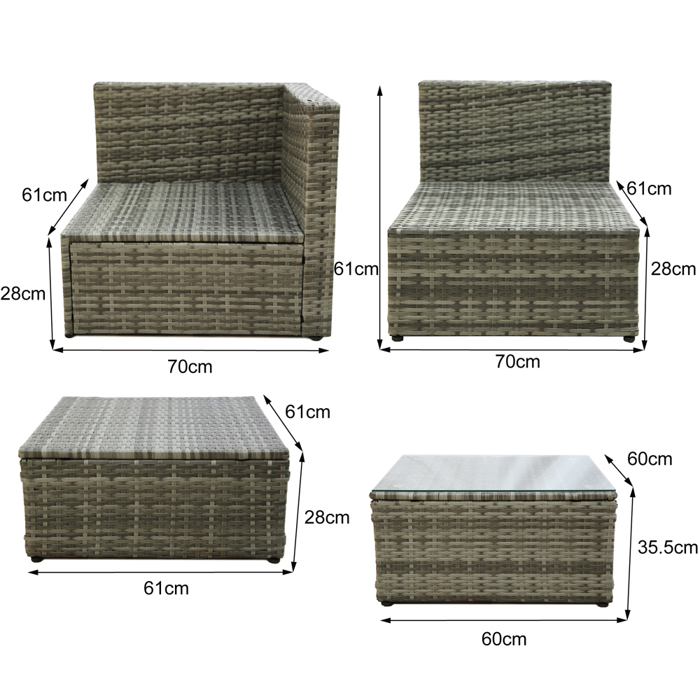 Home Garden Direct 4 Seater Corner Sofa with Coffee Table Grey Image 9