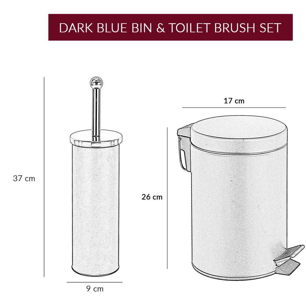 Innoteck Essentials Blue Pedal Dustbin and Toilet Brush with Holder Set Image 6