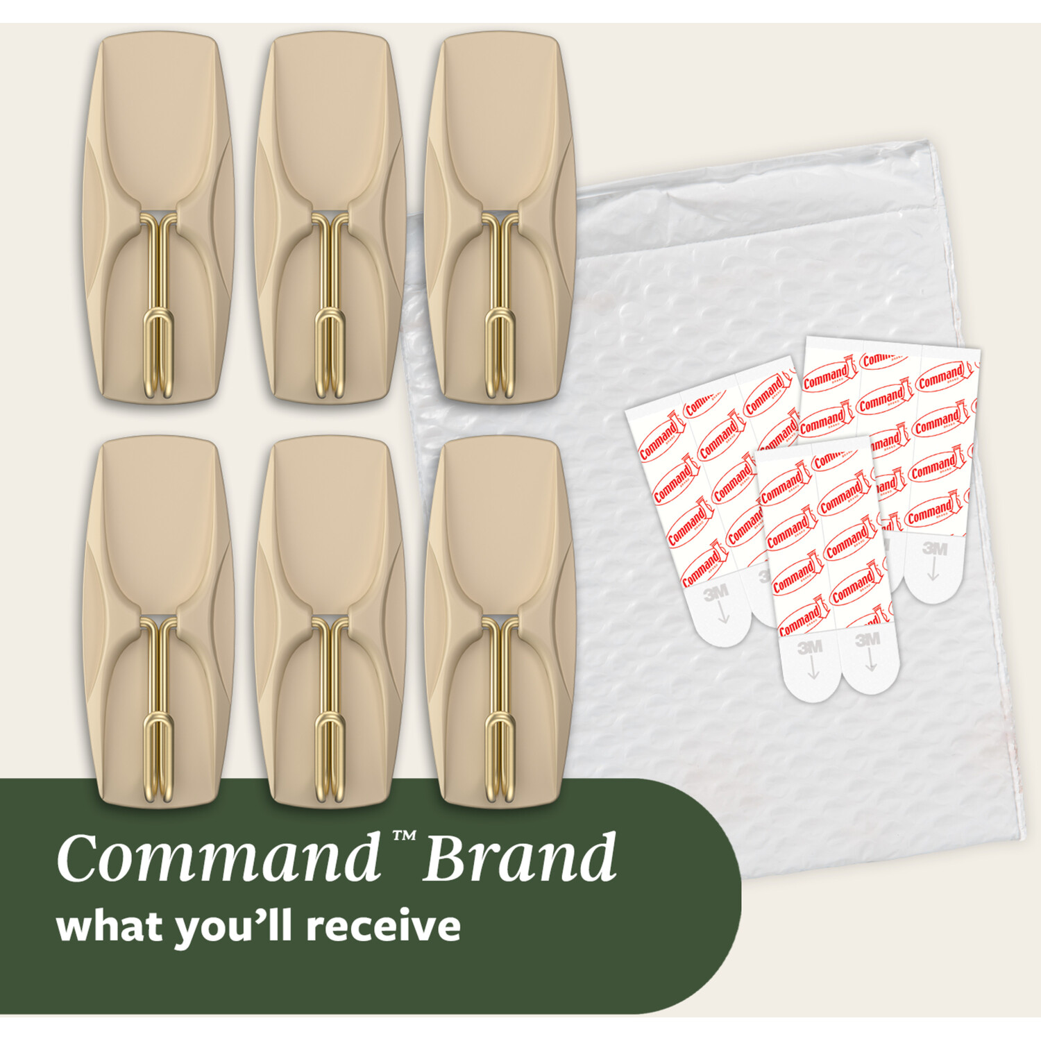 Pack of 6 Command Medium Hooks Latte Brown Image 9