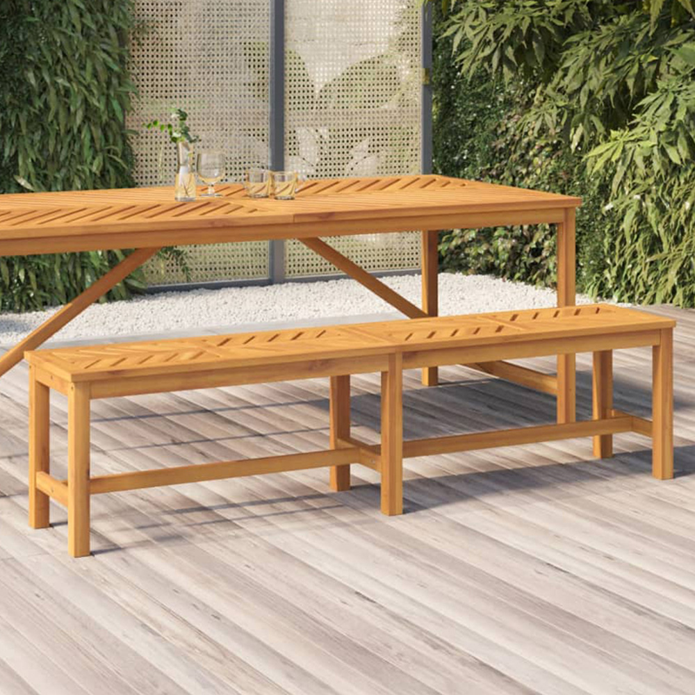 vidaXL 4 Seater Solid Wood Acacia Fishbone Slatted Garden Bench Image 1