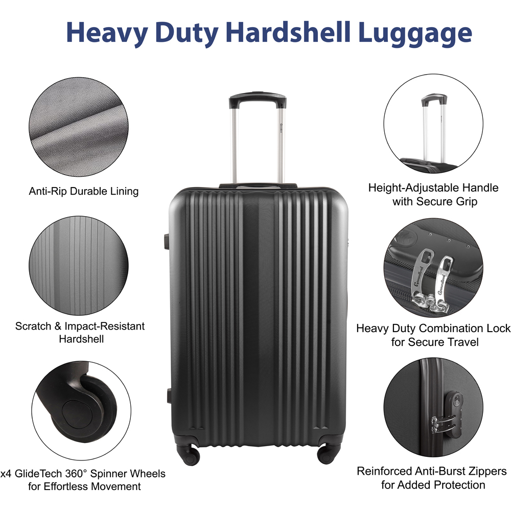 Groundlevel Delta Hard Shell Set of 3 Black XL Luggage Suitcase Image 3