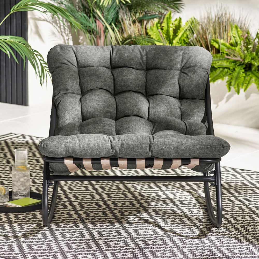 Furniturebox Piasa Black and Grey Outdoor Rocking Chair Image 6