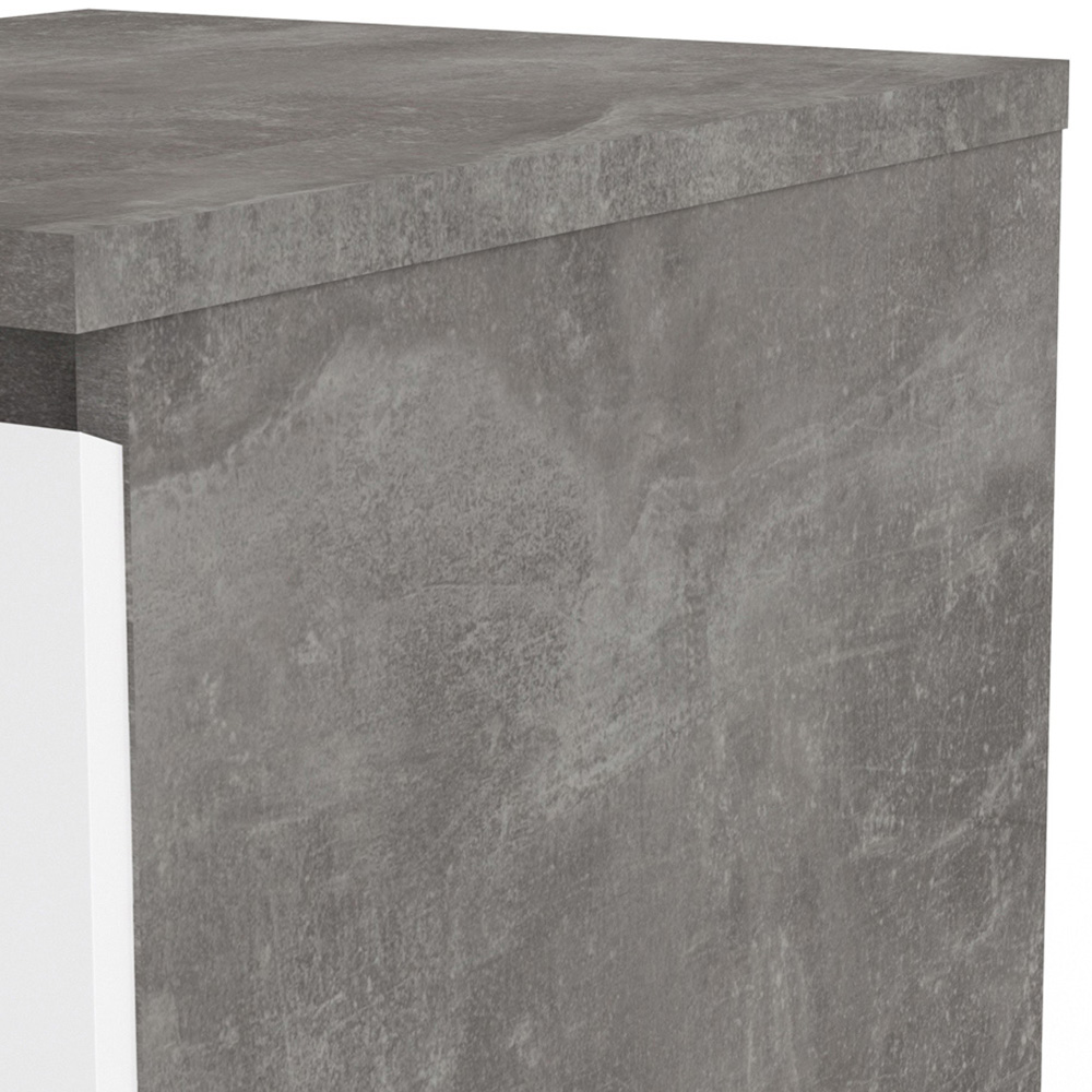 Florence 3 Drawer Concrete and White High Gloss Bedside Table Image 6