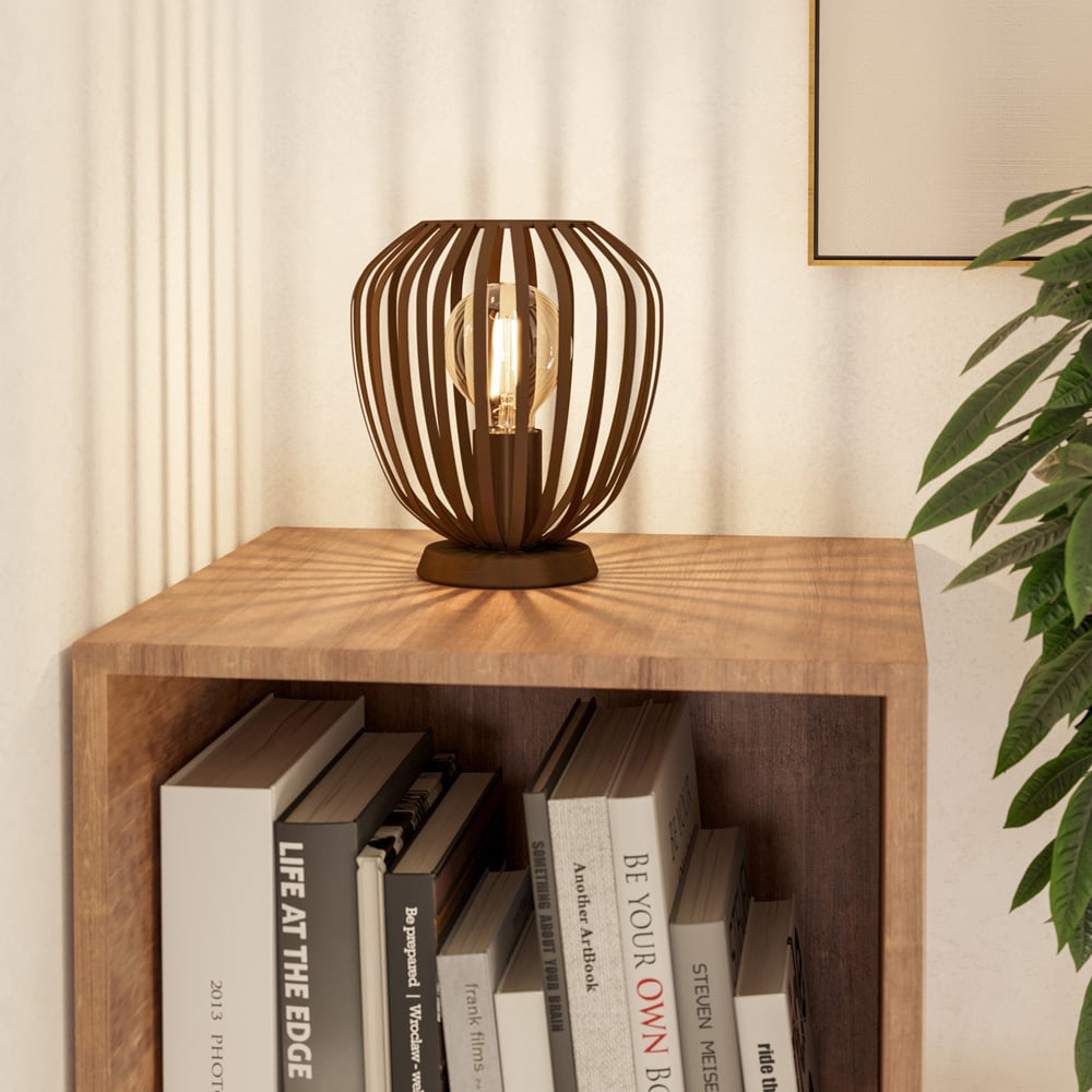 EGLO Espinal Bronze Steel Caged Style Table Lamp Image 2