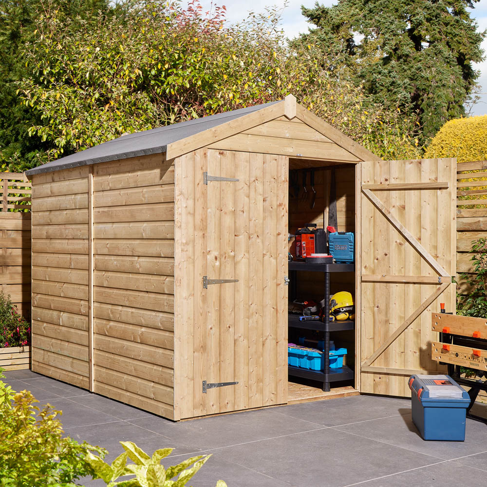 Rowlinson 8 x 6ft Double Door Shiplap Apex Shed Image 9