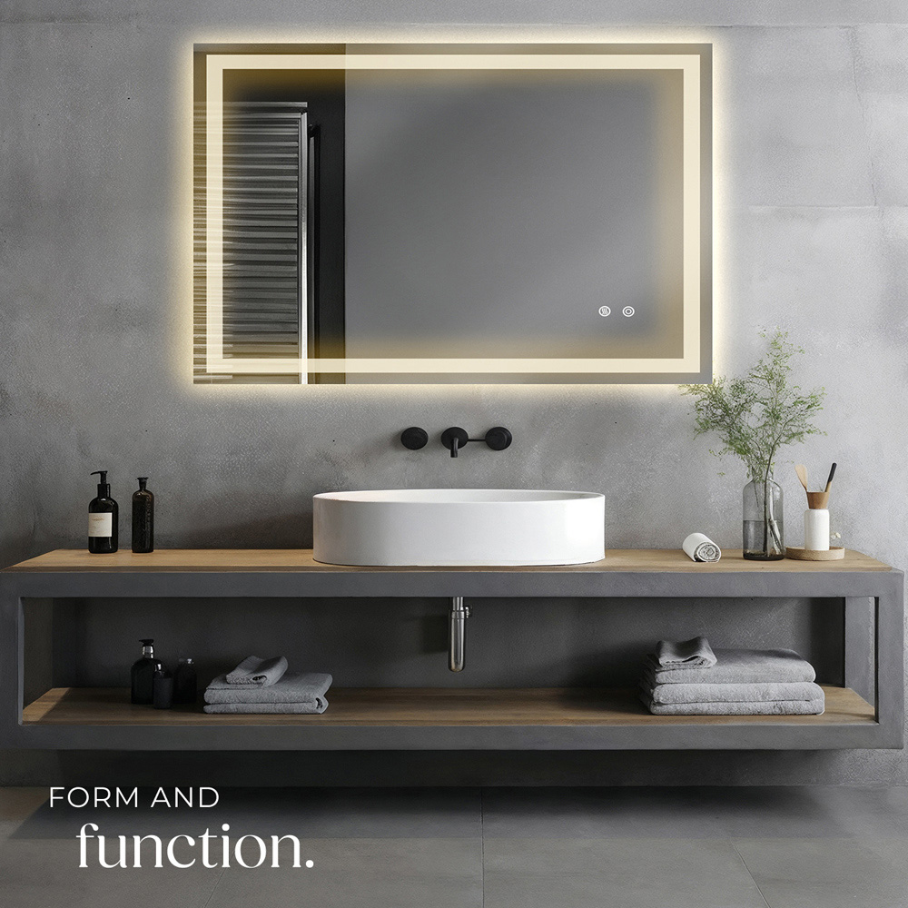 tectake Clara Multicolour Anti-Fog Frameless Rectangular LED Bathroom Wall Mirror 100 x 60cm Image 7