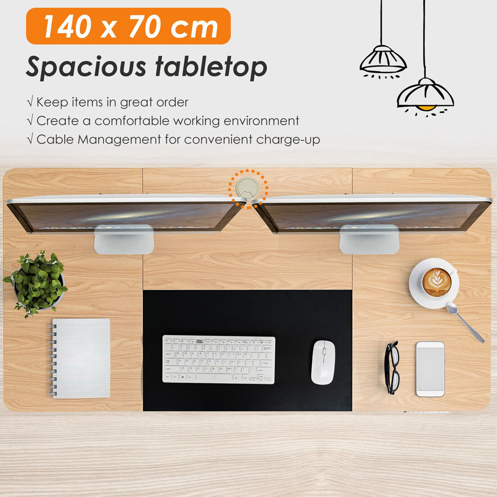 Costway Electric Height Adjustable Standing Desk Natural Image 7