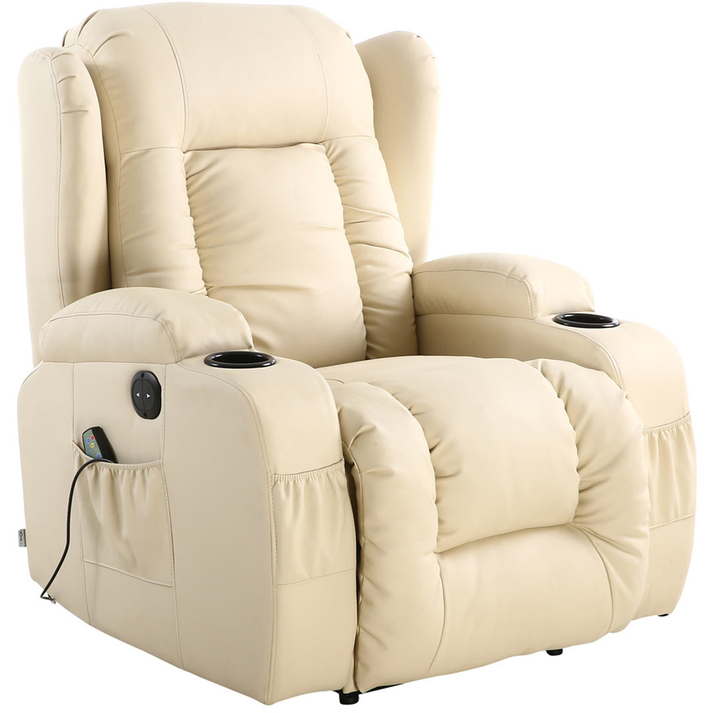 Furniture Online Caesar Cream Bonded Leather Electric Recliner Chair Image 2