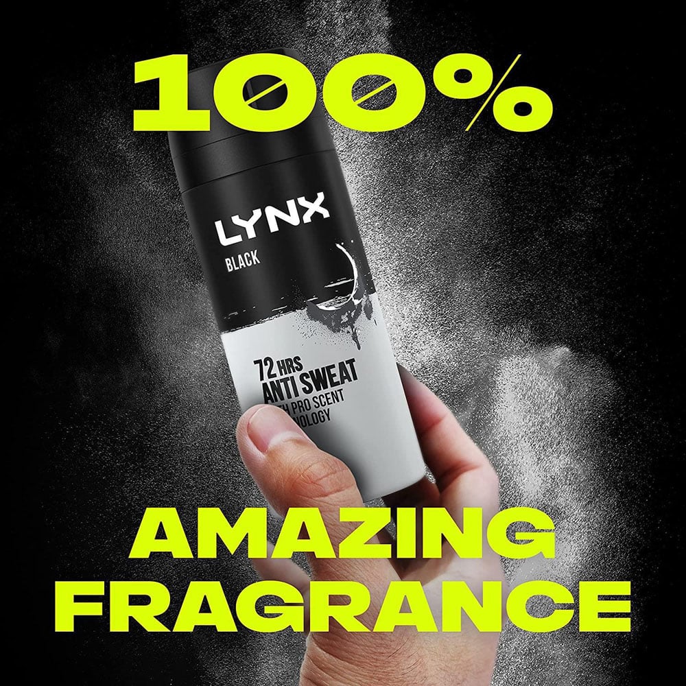 Lynx Black Frozen Pear and Cedarwood 72H Protection Anti-Perspirant Deodorant Spray 150ml 18 Pack Image 6