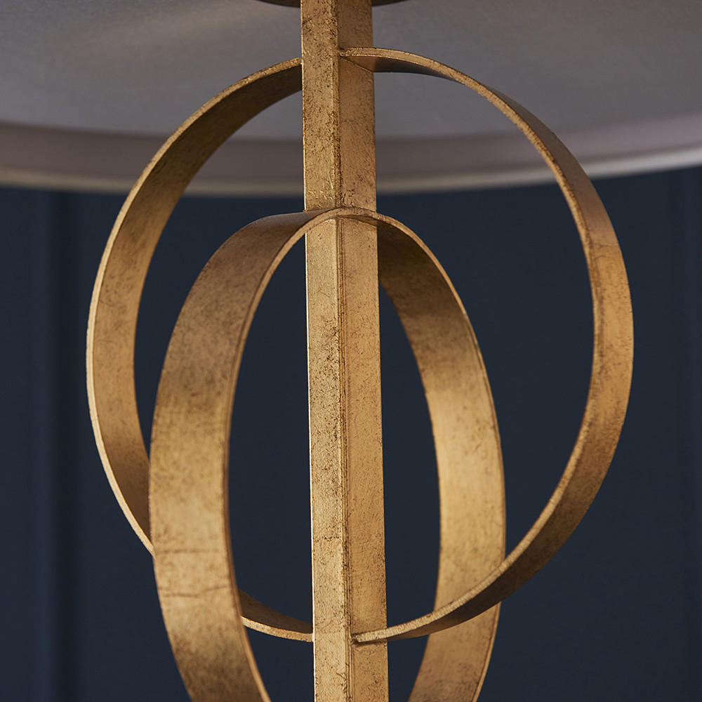 Merano Trento Antique Gold and Mink Satin Fabric 3 Light Pendant Ceiling Light Image 5