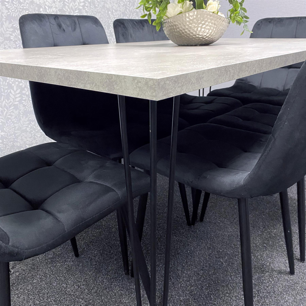 Kosy Koala 6 Seater Grey and Black Dining Table set Image 3