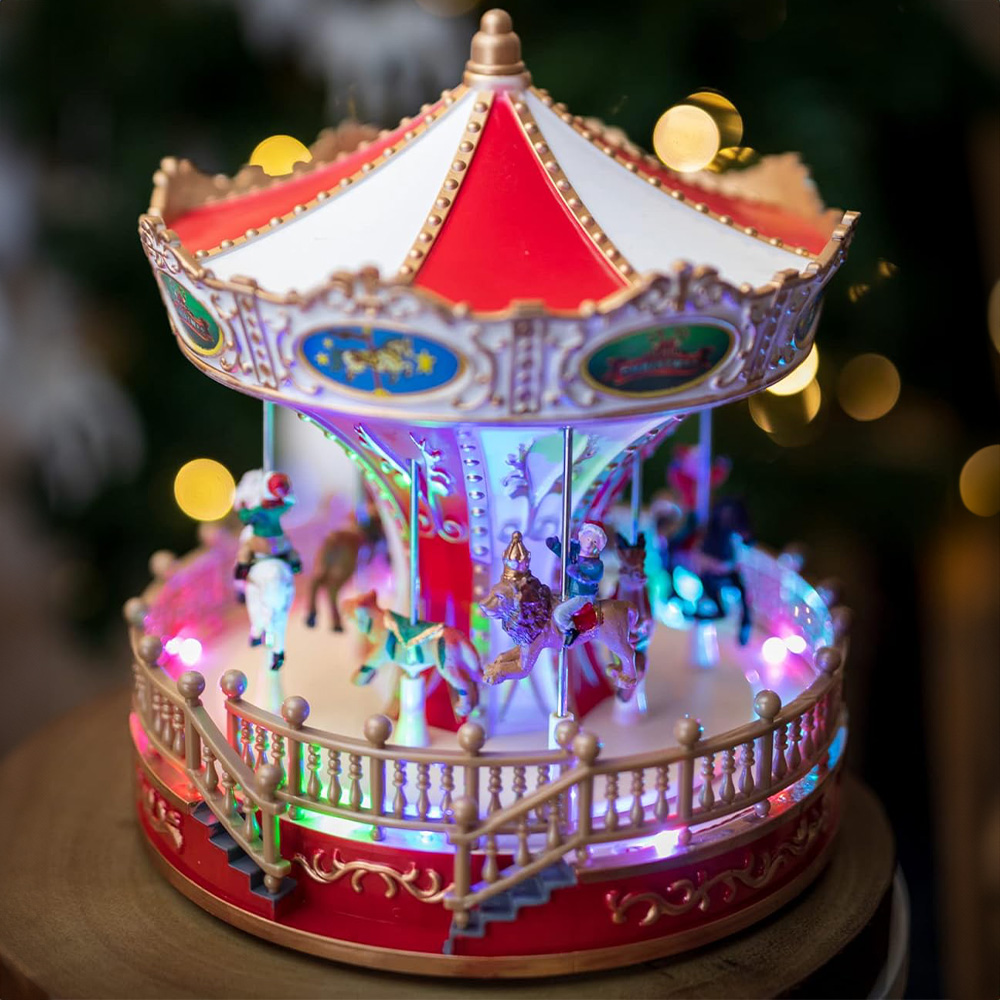 Marco Paul LED Christmas Carousel Decoration Ornament with Music Image 2