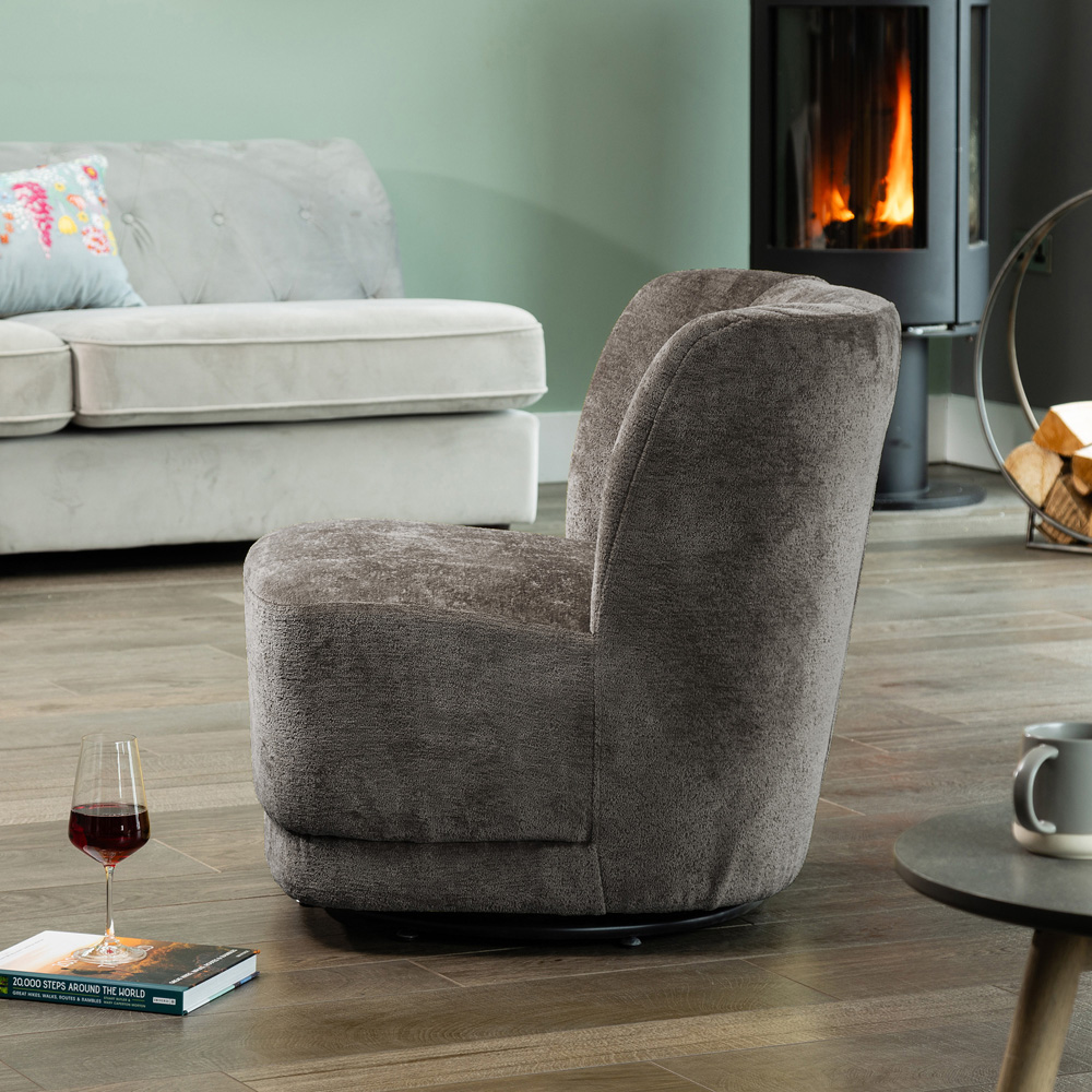 Artemis Home Camarillo Dark Grey Fabric Swivel Base Accent Chair Image 4