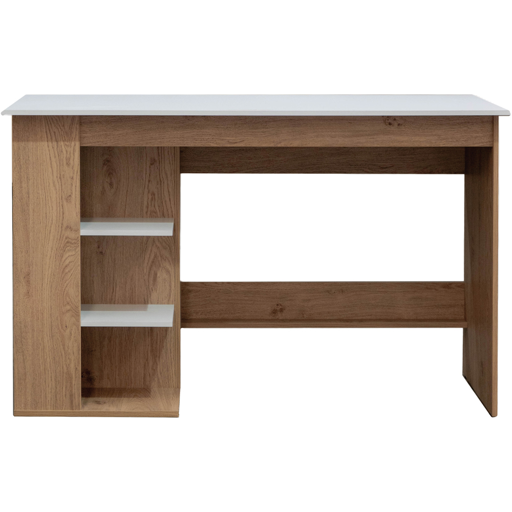 TTAP Milan Oak Effect and White Top 3 Shelf Office Computer Desk Image 2
