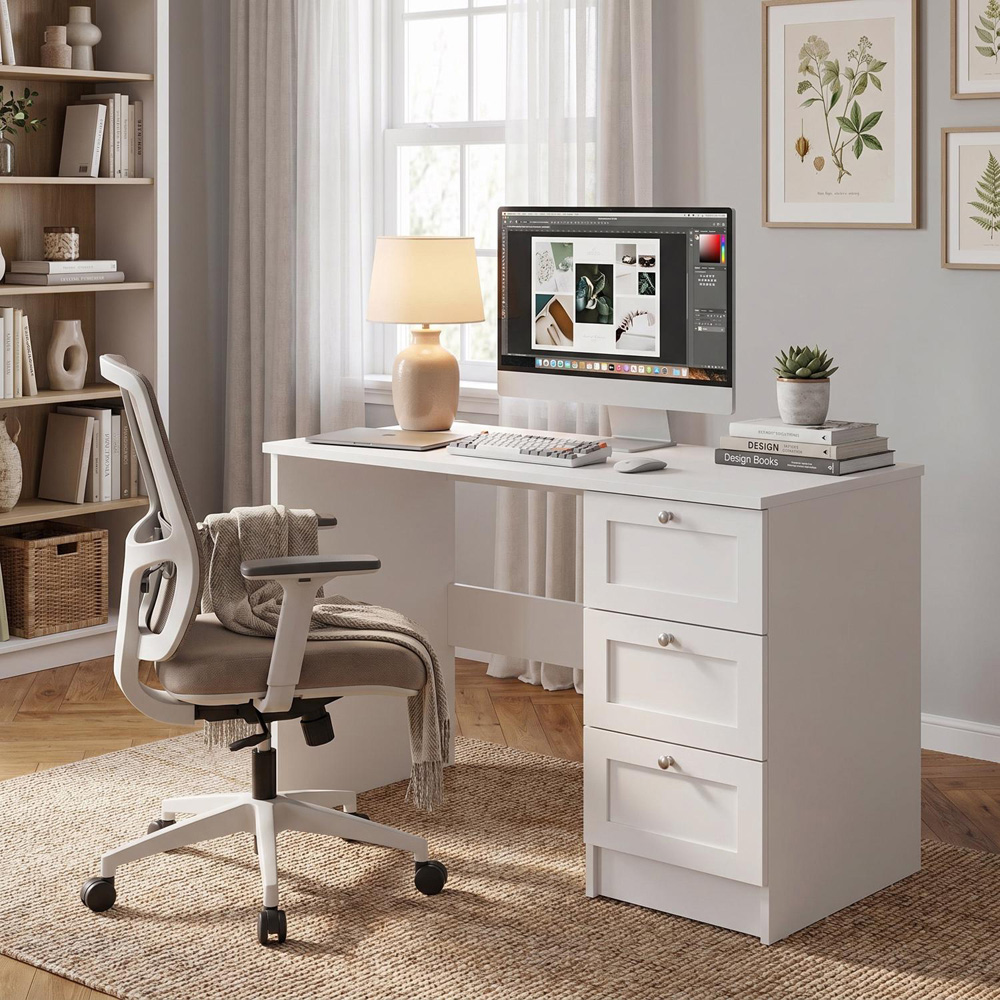 FWStyle Artus 3 Drawer White Vanity Dressing Table Image 2