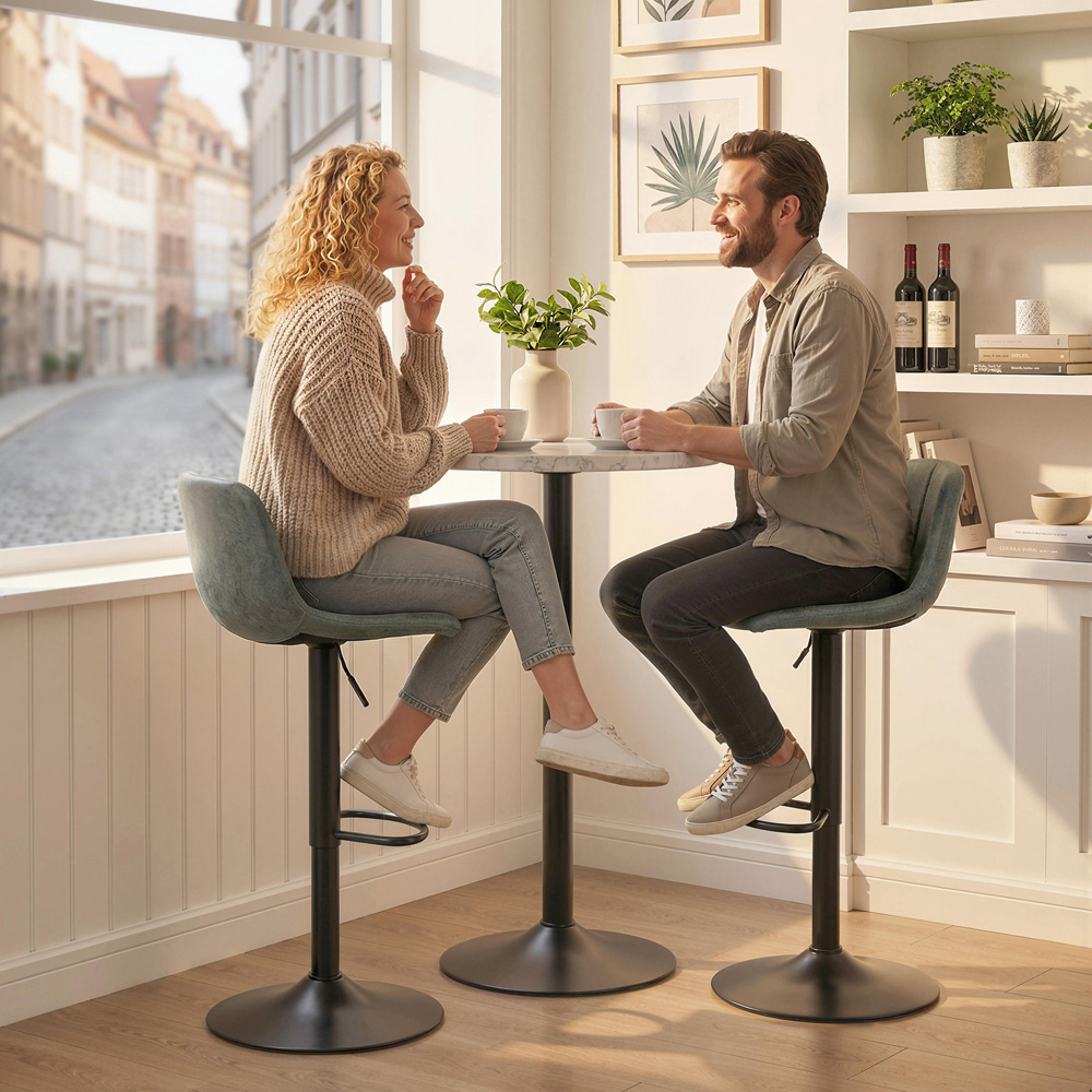 Portland Green Leathaire Swivel Bar Stool Set of 2 Image 3