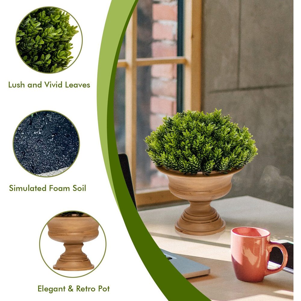 Costway Green Mini Faux Pine Cone Tree In Pot 4 Pack Image 4