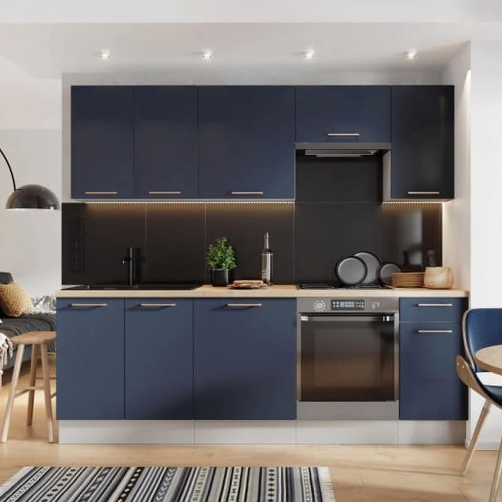 Impact Furniture Nora Matt Grey and Navy Blue Complete Kitchen Cabinet Set of 7 Image 8