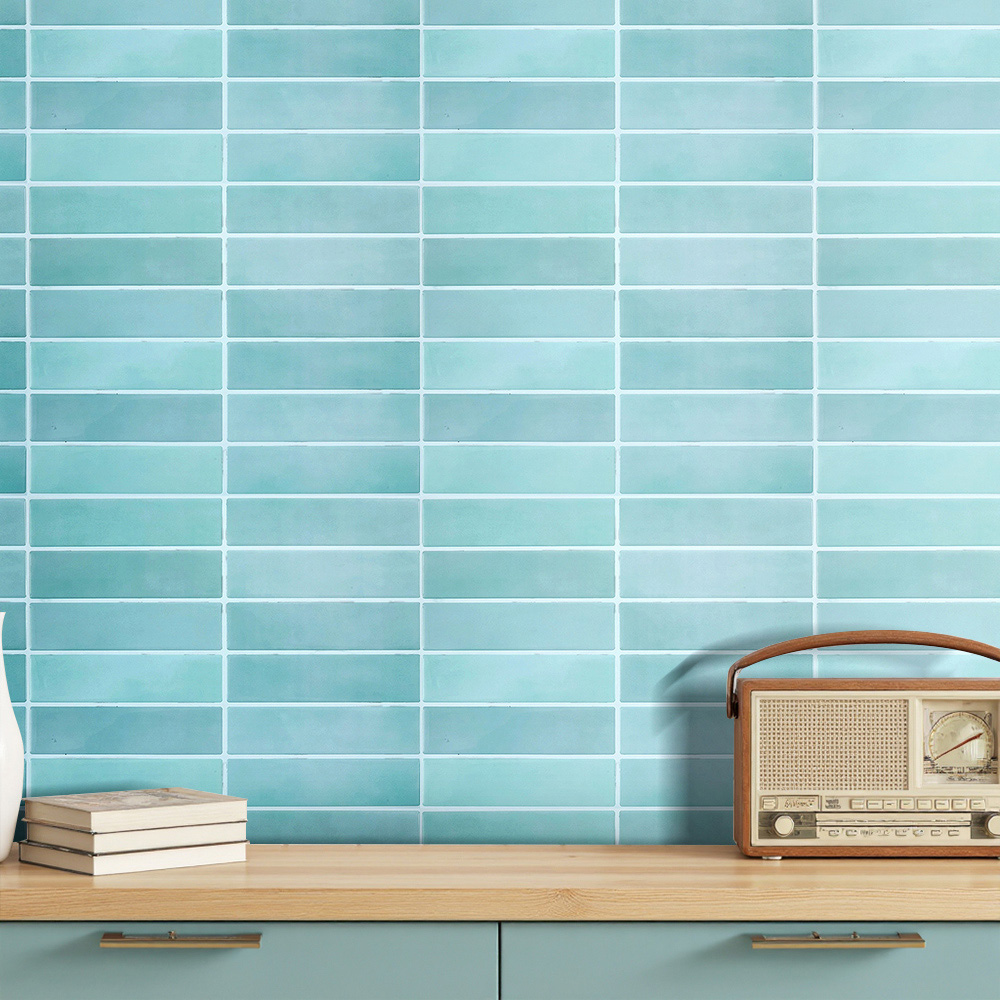 Living and Home Light Cyan Rectangle Self Adhesive Wall Sticker 10 Pack Image 8