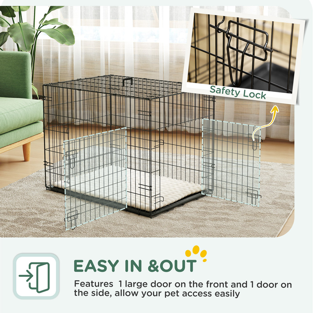 PawHut Black Small Dog Crate with 2 Doors and Tray Image 5