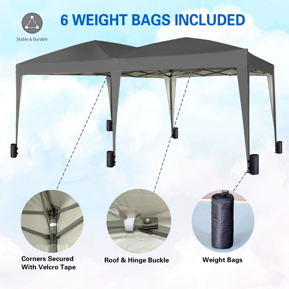 Grey 3 x 6m Pop Up Gazebo with Weight Bags and Removable Side Image 5