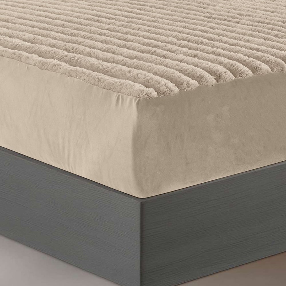 Velosso Single Beige Jumbo Cord Fitted Bed Sheet Image 4