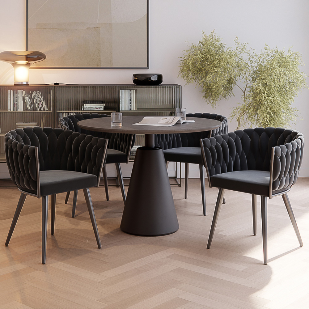 Tectake Astano Set of 4 Black Dining Chair Image 1