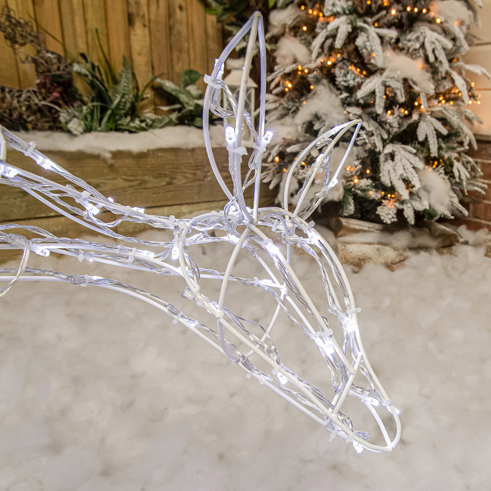 The Christmas Centre 250 LED White Wire Light-Up Mother and Baby Reindeer Set 3.2ft Image 7