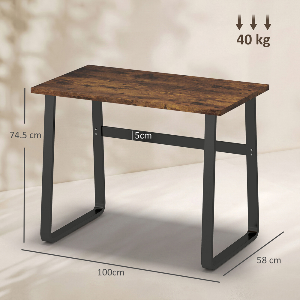 HOMCOM Industrial-Style Writing Desk Rustic Brown and Black Image 7