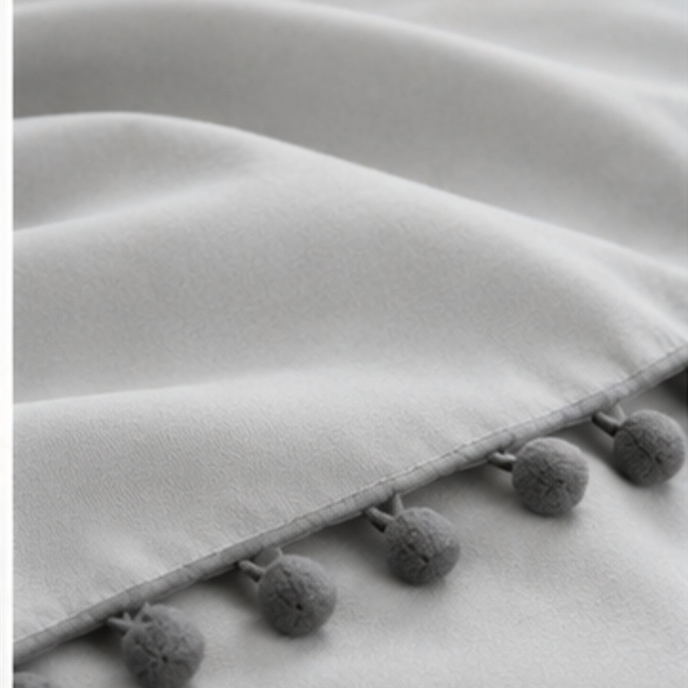Smart Living King Size Grey Pom Pom Duvet Cover Set Image 4