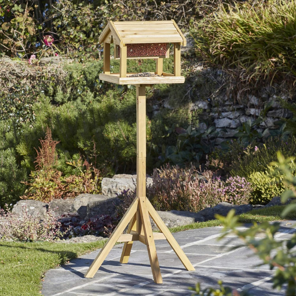 Happy Beaks Premium Wooden Bird Table with Built-In Feeder Image 2