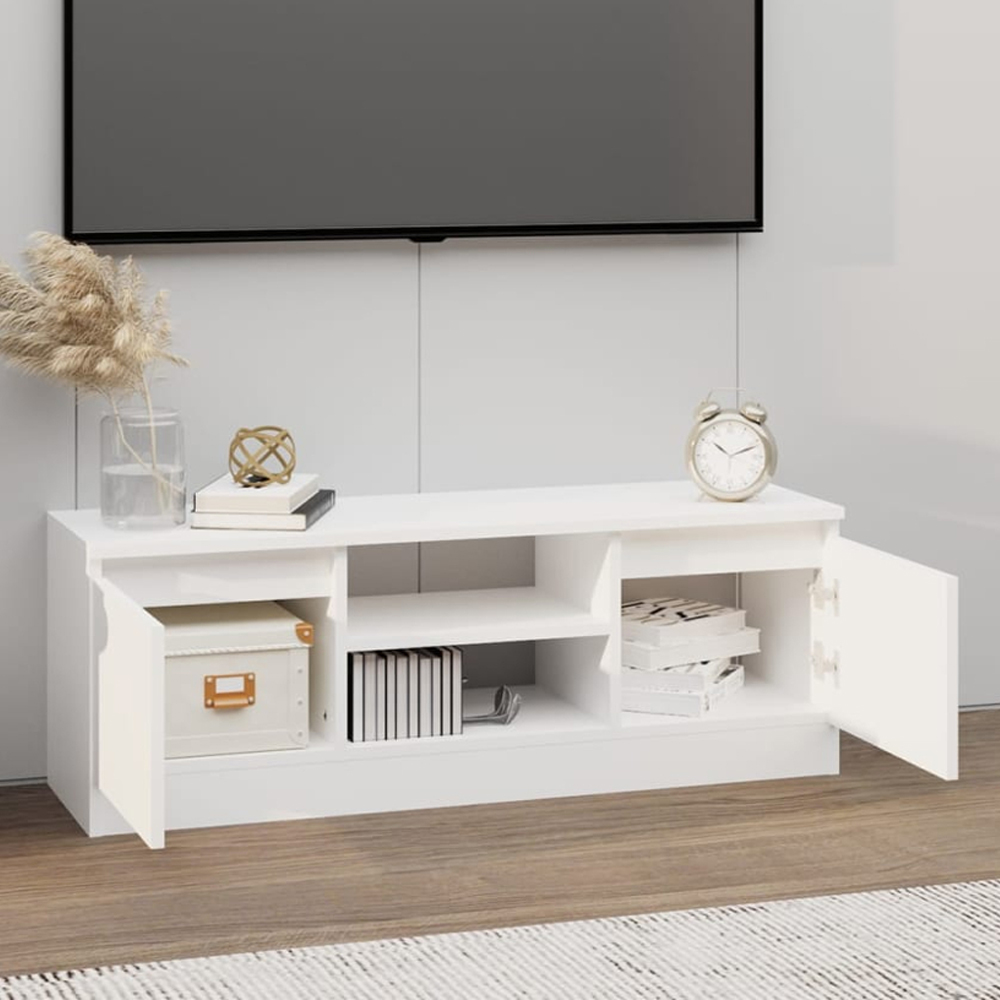 vidaXL 2 Door 2 Shelf White TV Cabinet Image 1