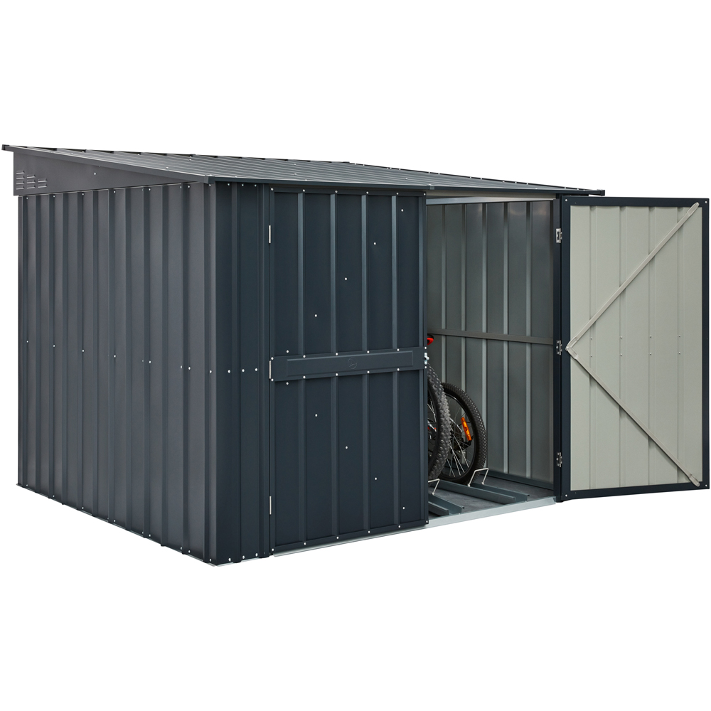Globel 6 x 6ft 2 Door Grey Metal Pent Bike Shed Image 3