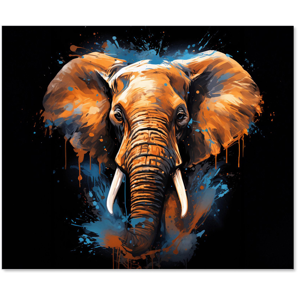 Warren Reed Designer Splashart Elephant Blue Glass Kitchen Splashback 75 x 90cm Image 2