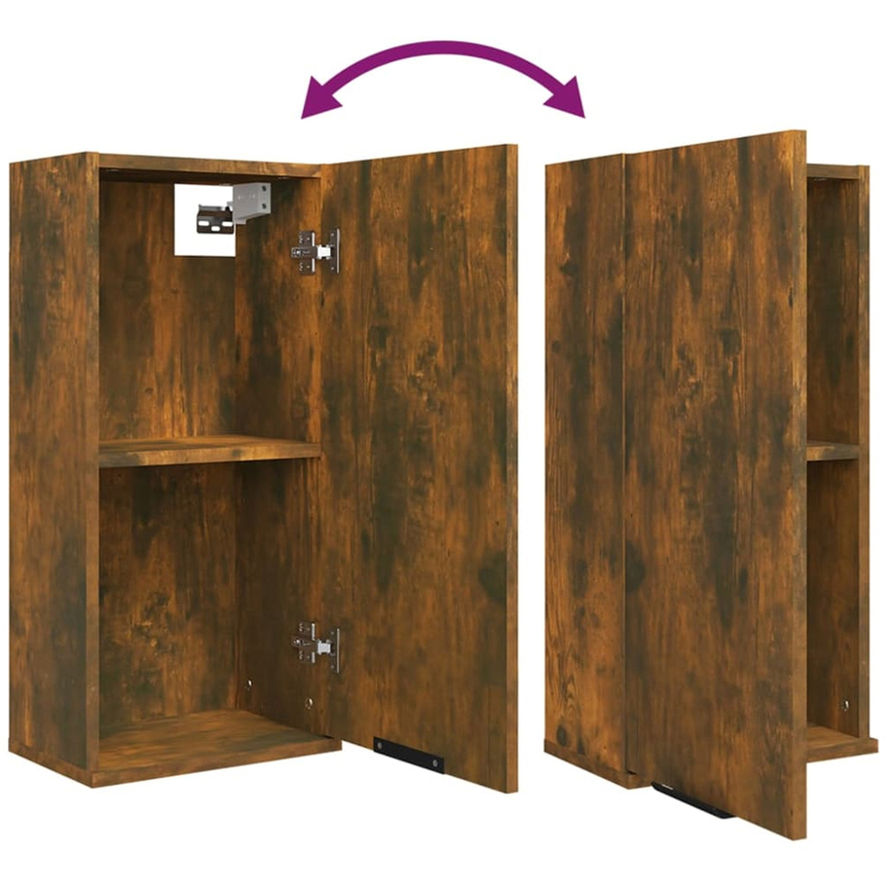 vidaXL Single Door Smoked Oak Wall Mounted Bathroom Cabinet Image 6
