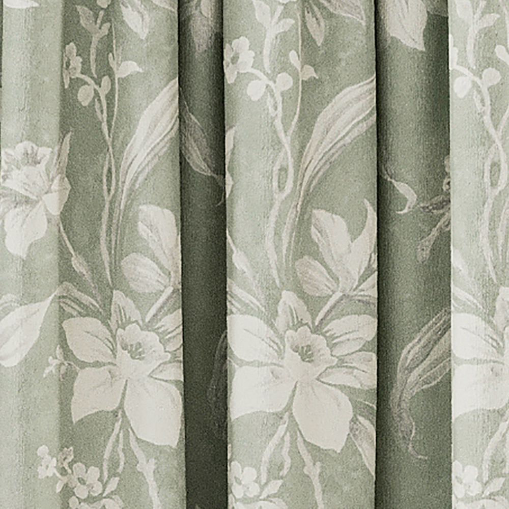 V&A Daffodil Dreams Green Lined Blackout Pencil Pleat Curtains 229 x 229cm Image 3