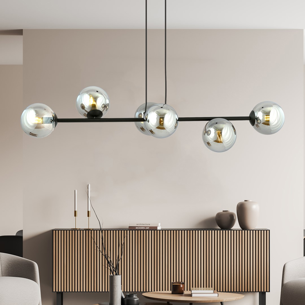 Emibig Rossi 6 Light Graphite Shade Black E14 Ceiling Pendant Light Image 2