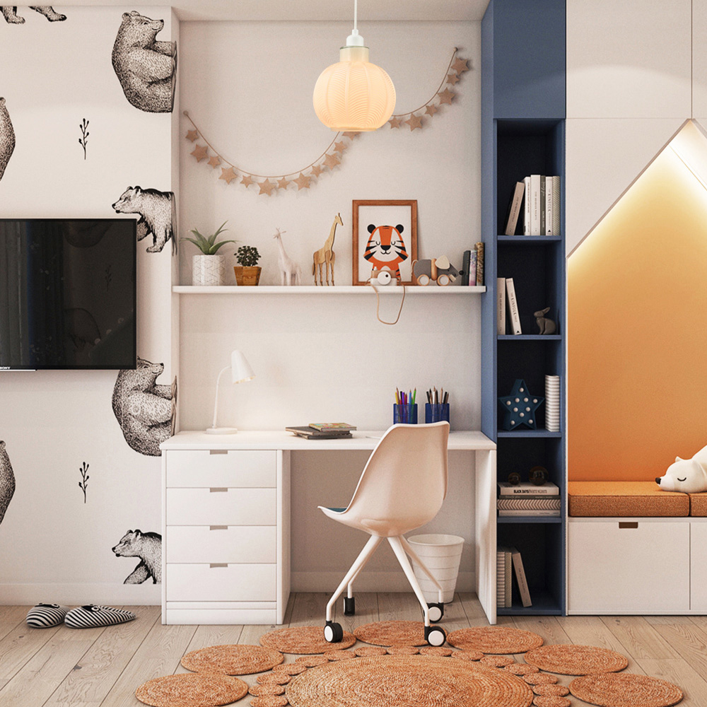 Happy Homewares Glossy Opal White Ribbed Leaf Glass Pendant Lighting Shade Image 2